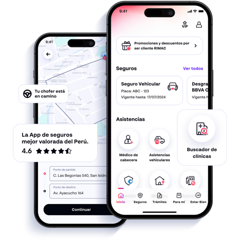 Celular con vista de seguros y asistencias