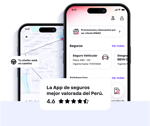 Celular con vista de seguros y asistencias